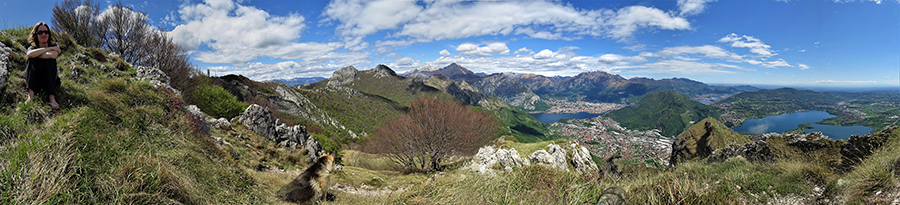 Dal sentiero di salita dal Corno Birone al Monte Rai vista panoramica verso Lecco, i suoi laghi, i suoi monti